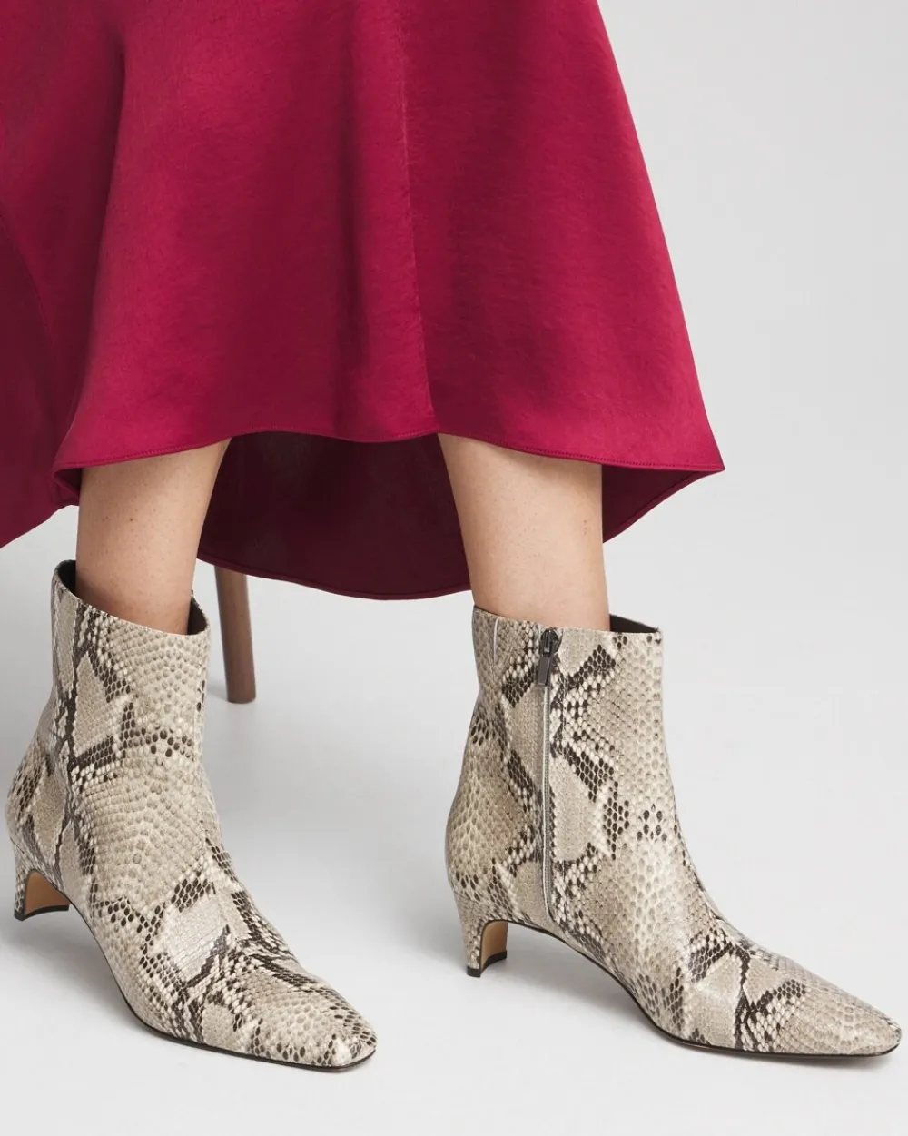 Shop Faux Snakeskin Skinny Heel Ankle Boot Shoes