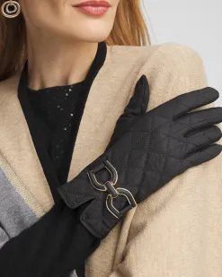 Online Faux Suede Quilted Gloves Cold Weather Accessories
