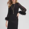 Sale Feather Cuff Sleeve Dress Dresses