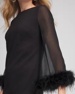 Sale Feather Cuff Sleeve Dress Dresses
