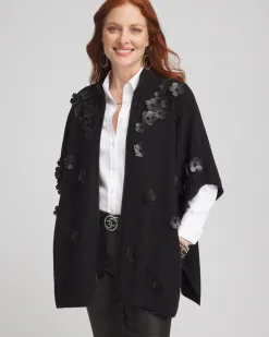 Discount Floral Appliqué Ruana Tops | Ponchos & Ruanas