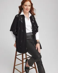 Discount Floral Appliqué Ruana Tops | Ponchos & Ruanas