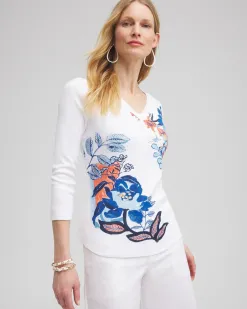 Store Floral Everyday 3/4 Sleeve Tee Tops