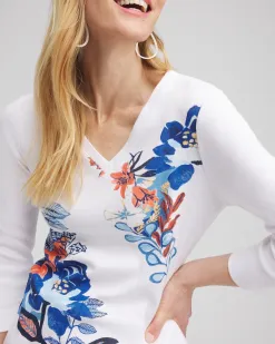 Store Floral Everyday 3/4 Sleeve Tee Tops