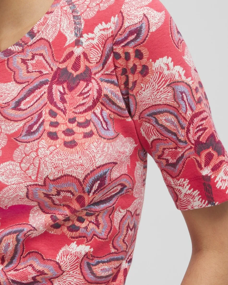 Sale Floral Everyday Elbow Sleeve Tee Tops