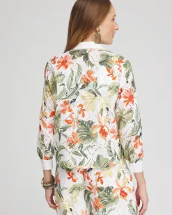 Store Floral Eyelet Shirt Tops