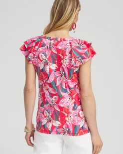 Clearance Floral Layered Cap Sleeve Tee Tops