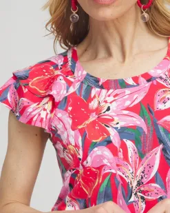 Clearance Floral Layered Cap Sleeve Tee Tops