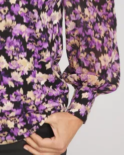 New Floral Organza Sleeve Top Tops