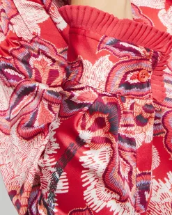 New Floral Pleated Blouse Tops