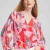 Fashion Floral Pleated Sleeve Blouse Tops