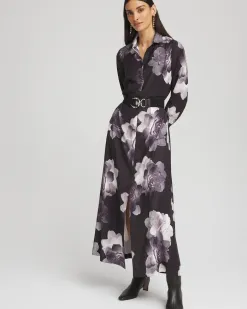 Sale Floral Print Maxi Shirt Dress Dresses