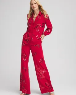 Fashion Floral Sequin Wide Leg Pants Pants | Matching Sets