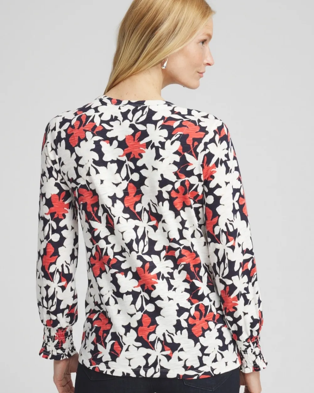 Shop Floral Smocked Cuff Tee Tops
