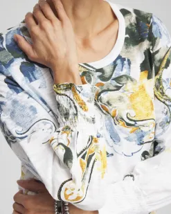 Shop Floral Smocked Sleeve Tee Tops