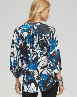 Store Floral Tie-Front Blouse Tops