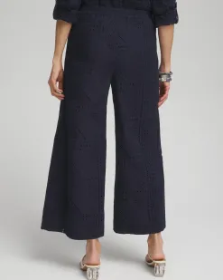 Online Geo Eyelet Soft Cropped Pants Pants