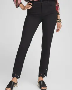 Discount Girlfriend Floral Cutout Ankle Jeans Jeans & Denim