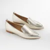 New Metallic Leather Loafer Shoes