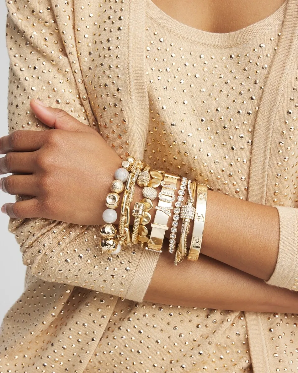 Store Tone Pavé Beaded Bracelet Bracelets | Everyday Jewelry