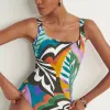 Clearance Gottex Print Square Neck One Piece Swimsuit Swim