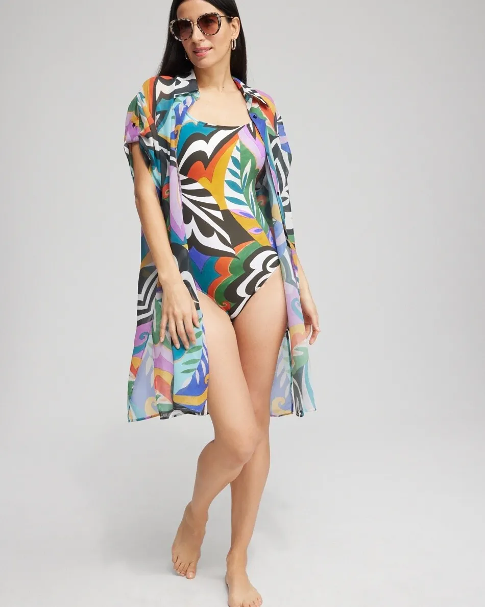 Clearance Gottex Print Square Neck One Piece Swimsuit Swim