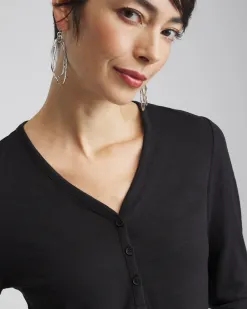 Cheap Henley Side Slit Tunic Tops