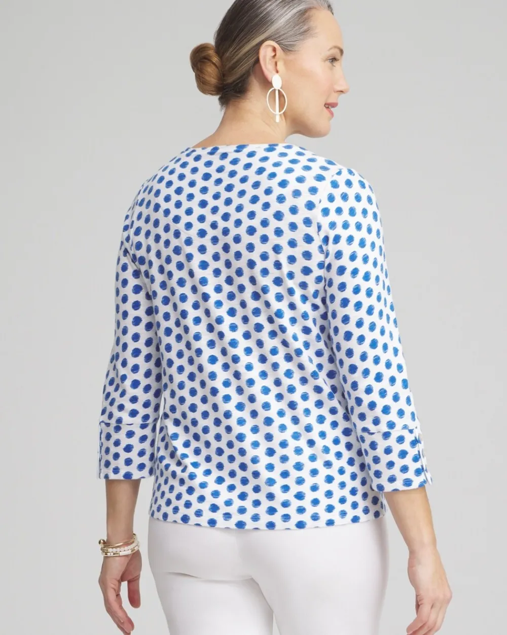 Best Ikat 3/4 Sleeve Button Tee Tops