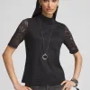 Discount Lace Mock-Neck Short Sleeve Tee Tops | Tees