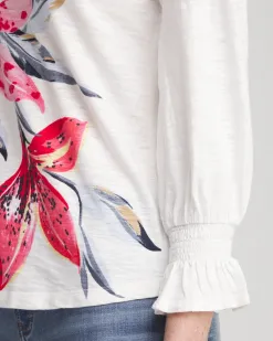 Sale Lilies Smocked 3/4 Sleeve Tee Tops