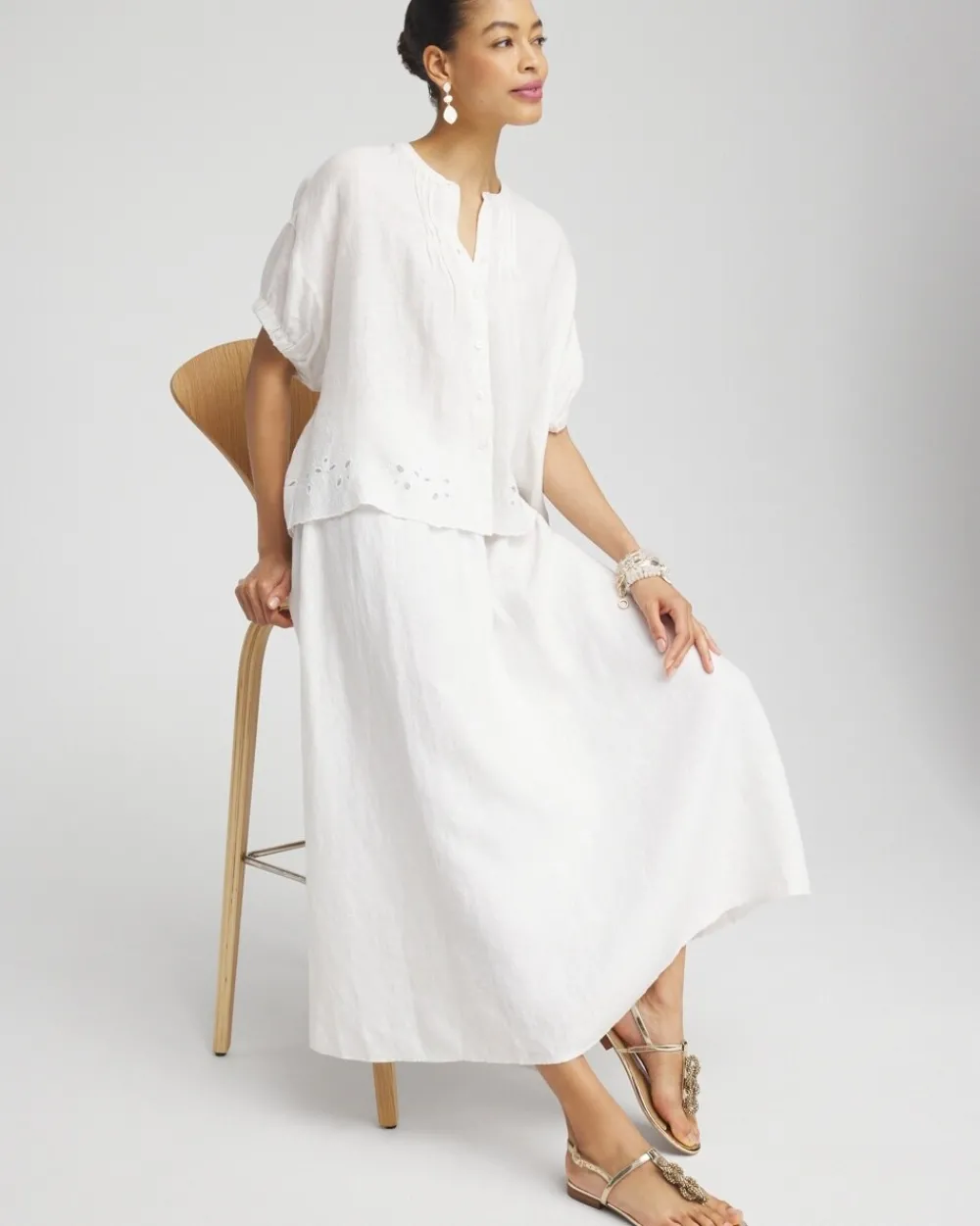 Store Linen A-line Midi Skirt Skirts