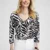 Hot Linen Bi-Color Palms 3/4 Sleeve Tee Tops