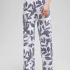 Sale Linen Blend Leaf Print Pants Pants