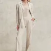 Hot Linen Blend Stripe Flare Leg Pants Pants