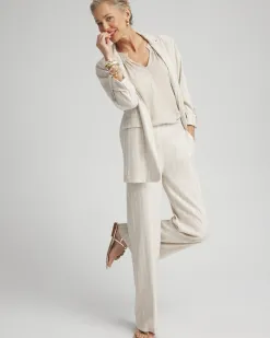 Hot Linen Blend Stripe Flare Leg Pants Pants