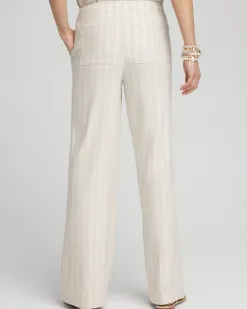 Hot Linen Blend Stripe Flare Leg Pants Pants