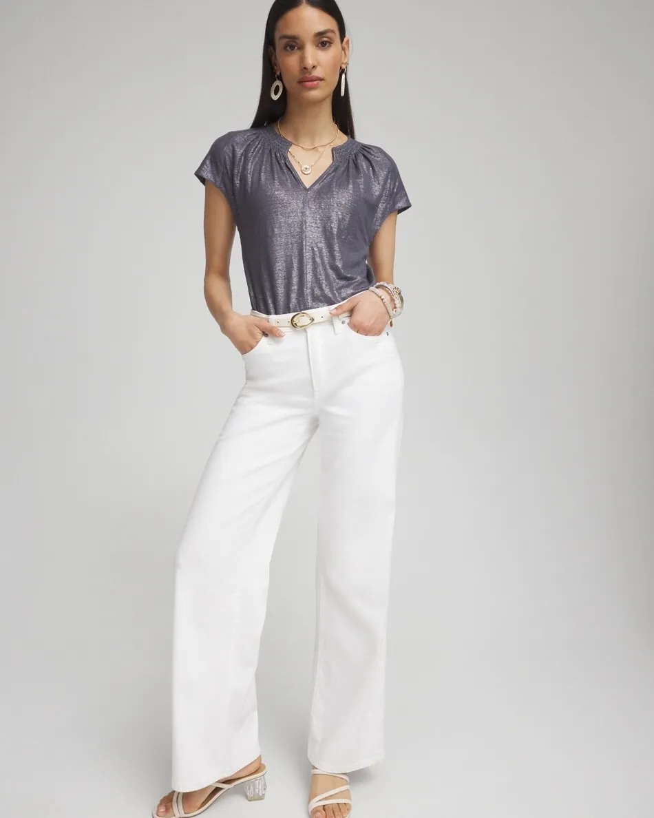 Store Linen Metallic Tee Tops