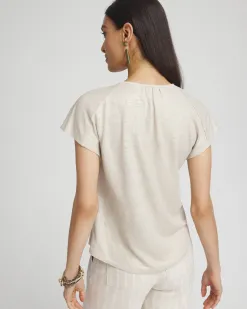 Discount Linen Metallic Tee Tops