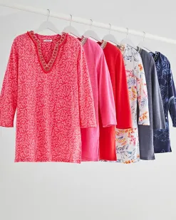 Online Linen Nautical Embellished Tunic Tops
