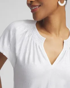 Cheap Linen Stretch Metallic Tee Tops
