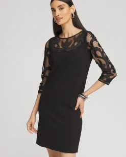Outlet Mesh Floral Ponte Sheath Dress Dresses