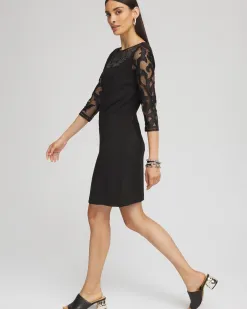 Outlet Mesh Floral Ponte Sheath Dress Dresses