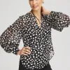 New Metallic Clip Dot Pintuck Sleeve Blouse Tops | Blouses & Shirts