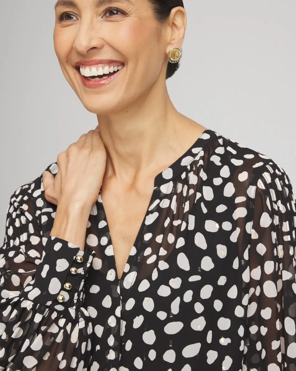 New Metallic Clip Dot Pintuck Sleeve Blouse Tops | Blouses & Shirts