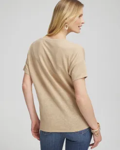 Online Neutral Sequin Embellished Tee Tops