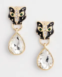 Outlet No Droop™ Jaguar Embellished Drop Earrings Earrings