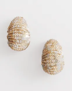 New No Droop™ Neutral Sequin Huggie Earrings Earrings