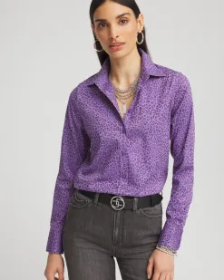 Hot No Iron™ Animal Print Jacquard Shirt Tops