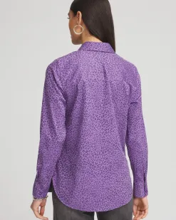 Hot No Iron™ Animal Print Jacquard Shirt Tops