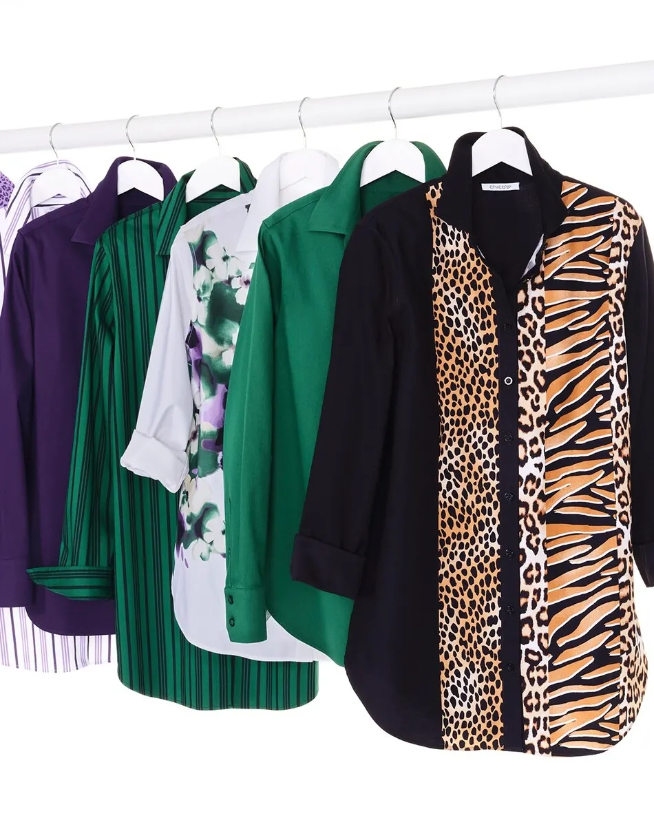 Hot No Iron™ Animal Print Jacquard Shirt Tops